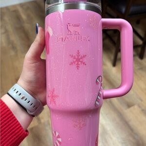 Custom Stanley Festive Pink Tumbler with Handle